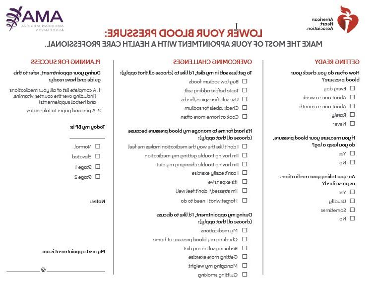 HBP questions to ask your doctor sheet